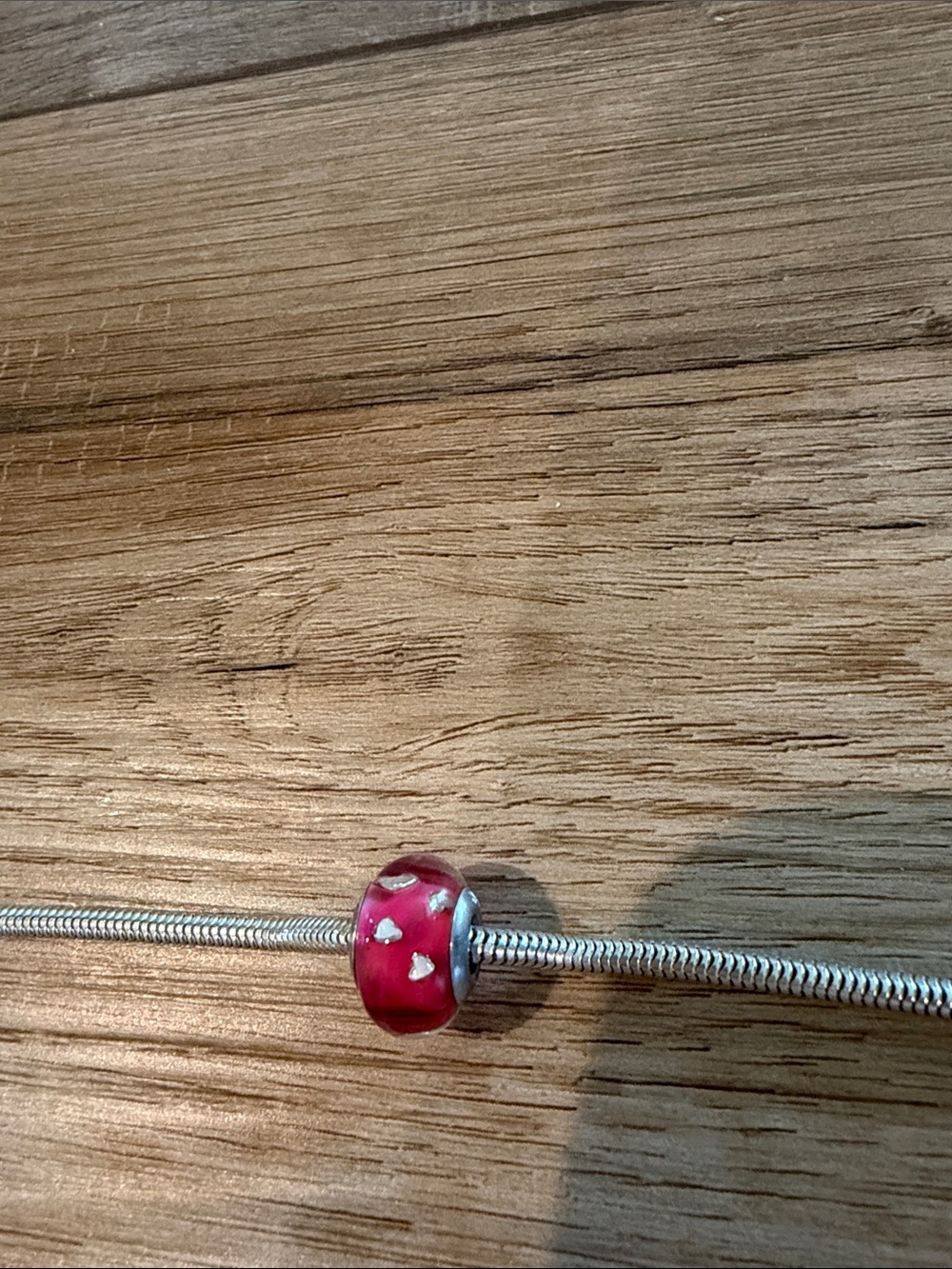Hot Pink Glass Heart Bead